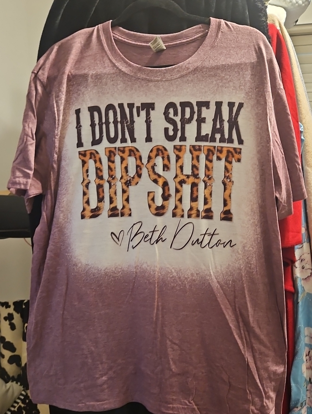 Gildan Mauve Pink Graphic Tee with Leopard Print Lettering
